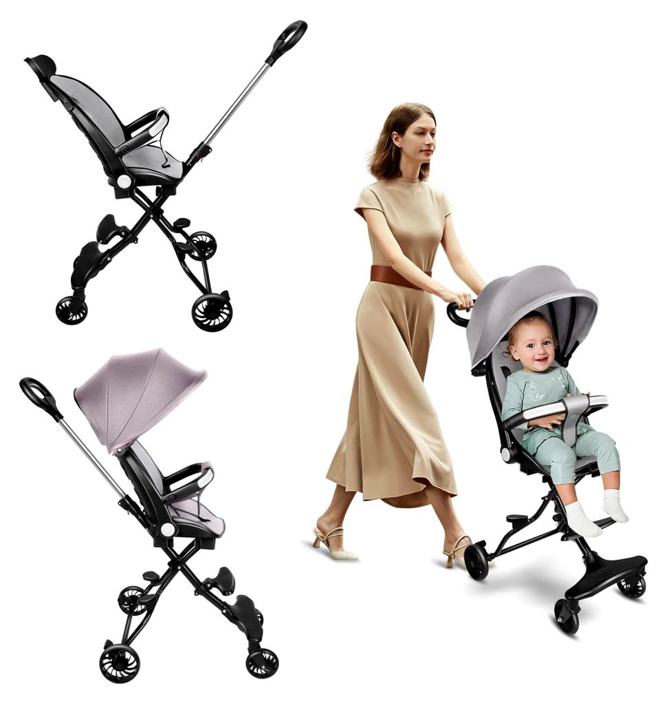 Faltbarer Reisebuggy, Kinderwagen mit Liegefunktion, flache Liegeposition, kompakter Buggy mit Sonnenschutz, bis 30 kg