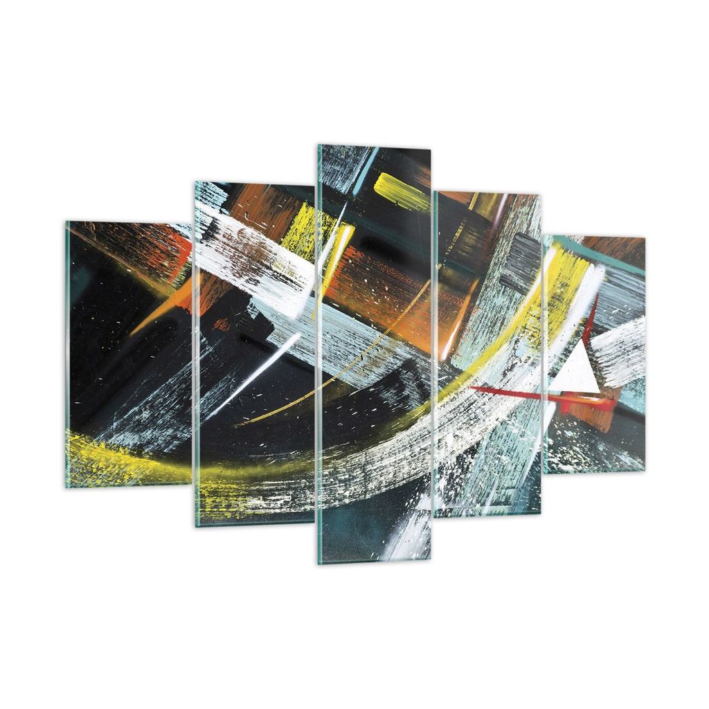 Bilder auf glas - 5 Teile - Abstraktion Graffiti Bunt - 150x100cm - Glasbilder - Wandbilder - Bilder - Wanddekoration aus Glas - Glas Bilder - Wand...