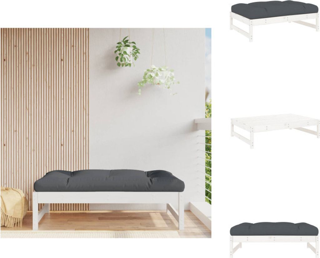 vidaXL Gartenhocker Weiß 120x80 cm Massivholz Kiefer - Gartensofaelemente