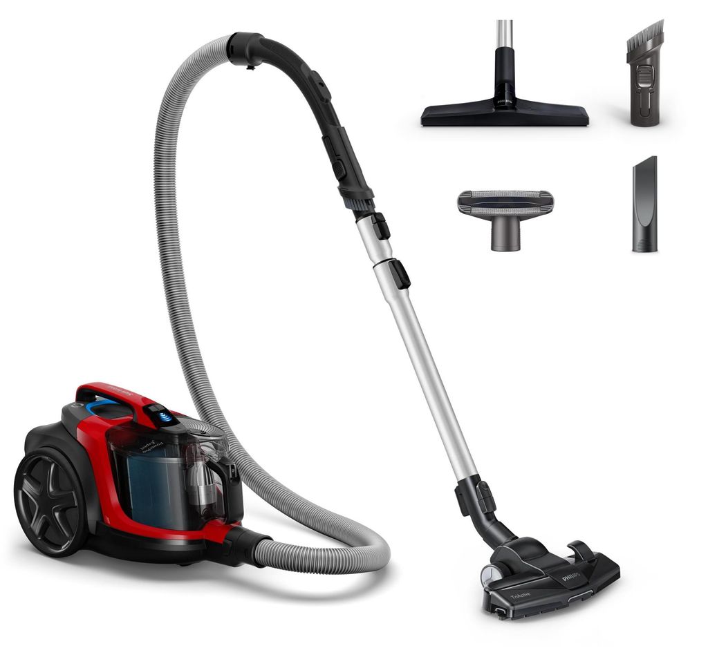 Philips PowerPro Expert Staubsauger ohne Beutel, einschließlich Zubehör, 99,9 % Staubaufnahme, 900 W, rot (FC9729/09)