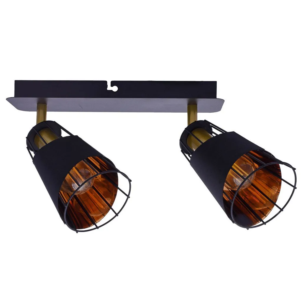 Plafonnier Double E14 RICK ML5566 - Finition Métal Noir et Or Premium