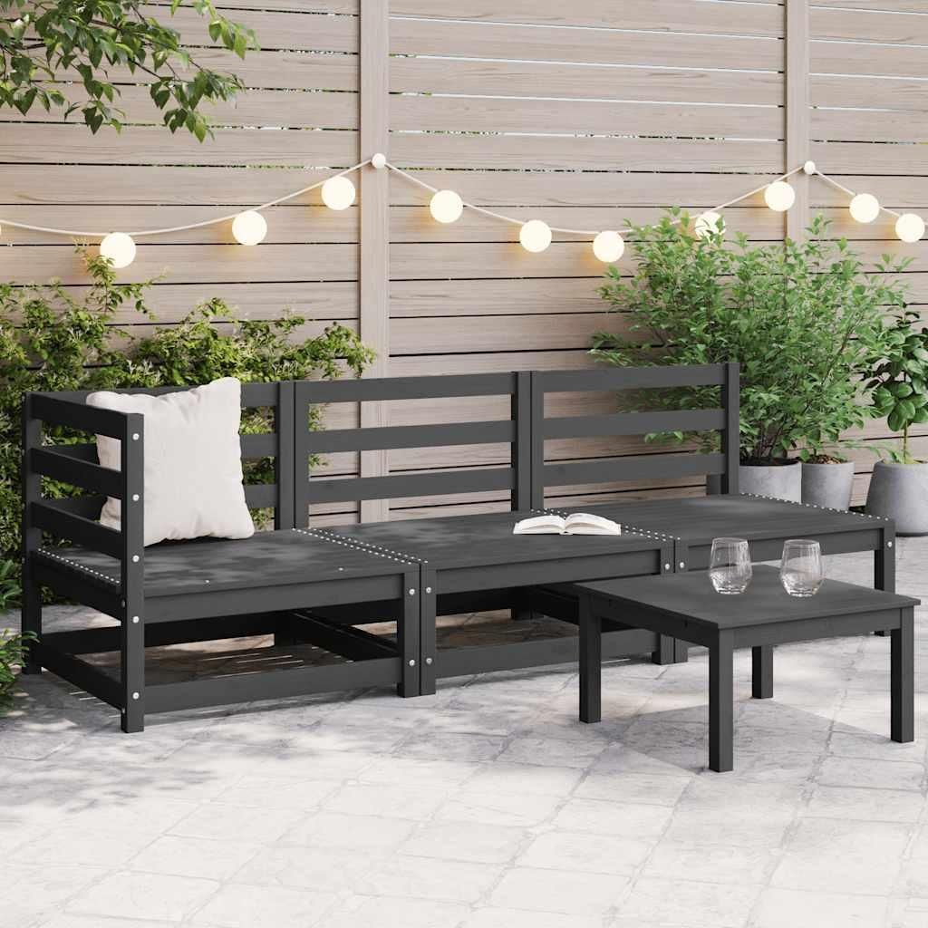 vidaXL 3-tlg. Garten-Lounge-Set Grau Kiefer Massivholz