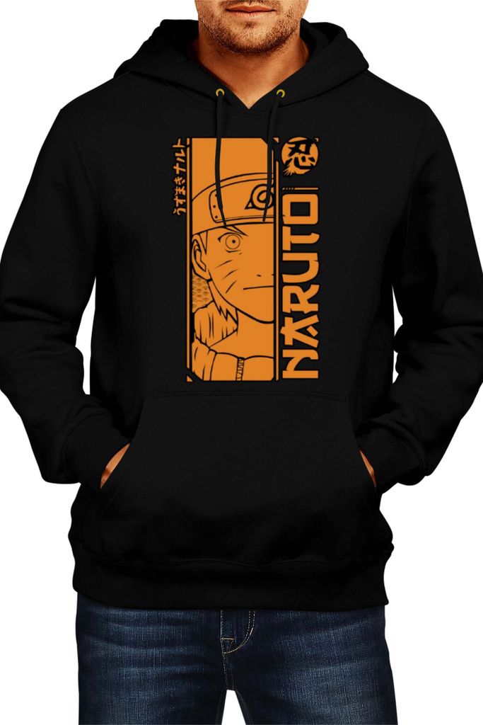 Herren Kapuzenpullover Anime Manga Naruto Uzumaki 02 Naruto Konoha, Man L / Schwarz