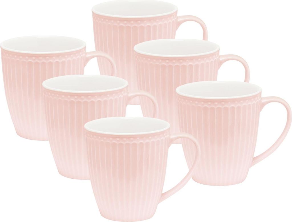 Greengate Alice Becher mit Henkel pale pink 0,4 l Set6