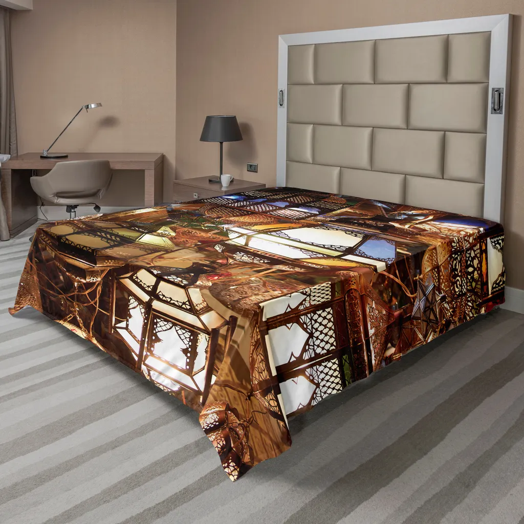Drap plat anti-plis et doux motif oriental pour un lit toujours élégant