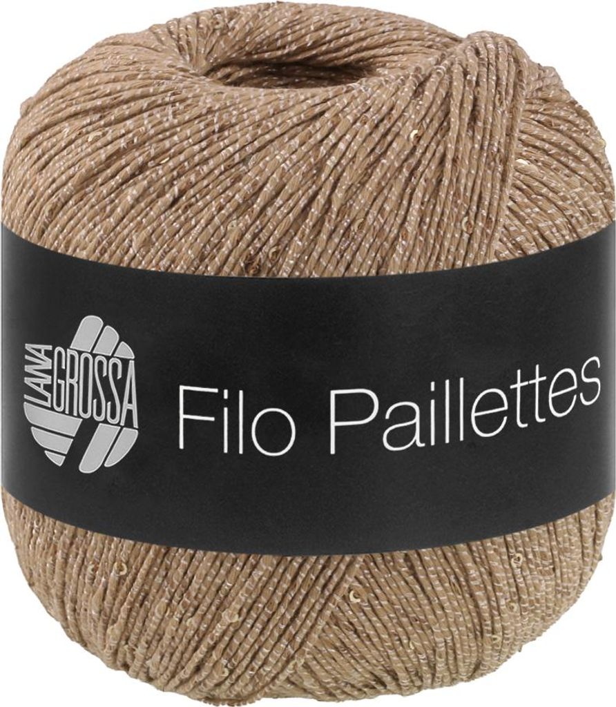 Lana Grossa FILO PAILETTES 50 g Edles, fest verzwirntes Baumwollgarn mit Pailletten 155 m Farbe 017 - Camel