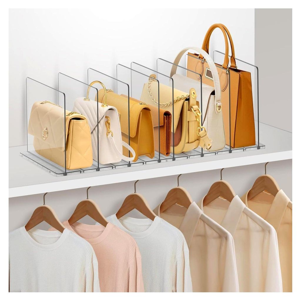 8 Stück Regaltrenner, Verstellbare Taschenteiler aus transparentem Acryl für Schränke, Geldbörsenhalter und Bücherregal für Schlafzimmer und ...