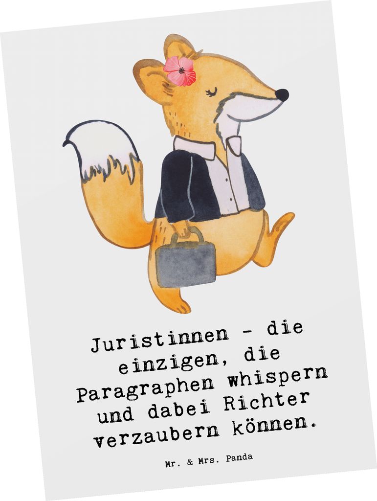 Mr. & Mrs. Panda Postkarte Juristin Zauber - Weiß - Geschenk, Berufsleben, Fairness, Berufsprodukte, Berufspassion, Paragraphen, Grußkarte, Postk...