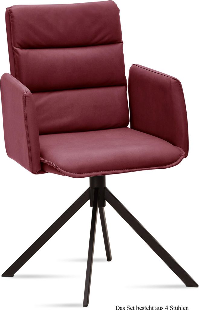 Armlehnstuhl (4er-Set) Dulci 52x92x60 Schwarz/Marsala