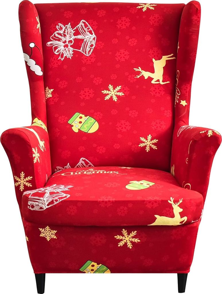Sesselhusse Ohrensessel 2 Stück Sesselbezug Sessel-Überwürfe Ohrensessel Stretch Sesselüberzugs Ohrensessel Überzug, Weihnachten