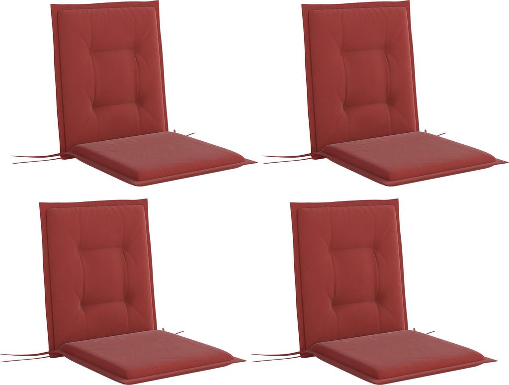 Fortuna Lai 4er Set Sitzkissen 108 x 50 x 5 cm Stuhlkissen mit Bändern, Outdoor Indoor Sitzauflage, Sitzpolster, Bankpolster für Gartenmöbel, Si...