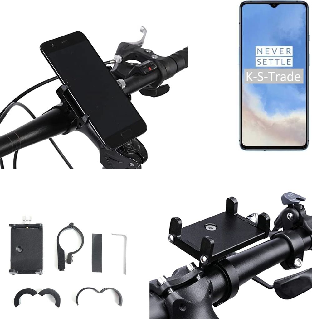 K-S-Trade Handyhalterung für das Fahrrad kompatibel mit OnePlus 7T Halter Lenkstange Fahrradhalterung Motorrad Bike Mount Befestigung Smartphone