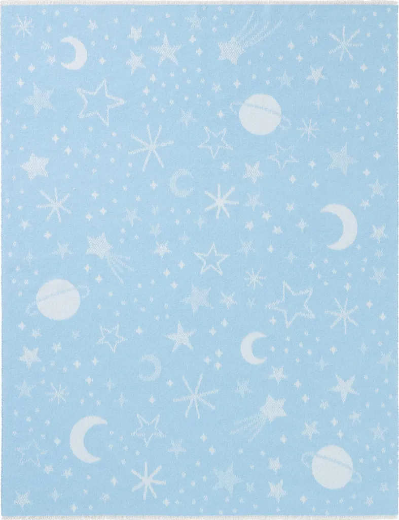 Couverture Plaid Enfant à Franges Bleu Univers 75x100 Biederlack