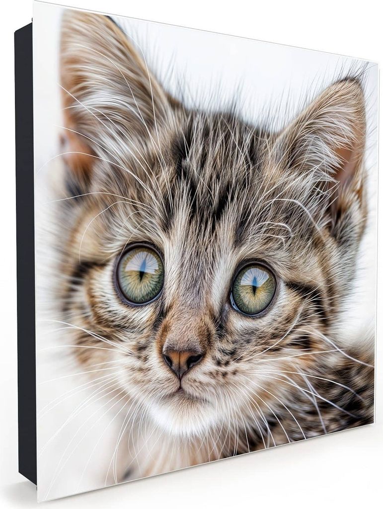 Nachbildung-Schlüsselkasten, Magnetpinnwand und Memoboard mit Glasfront Motiv Katzenjunges trittin