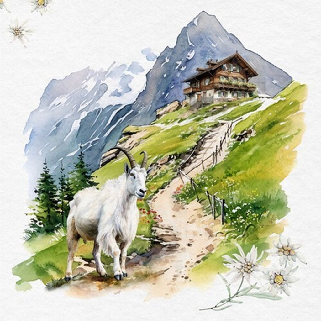 20 Servietten Mountains are Calling - Geißbock im Gebirge Produktbild 