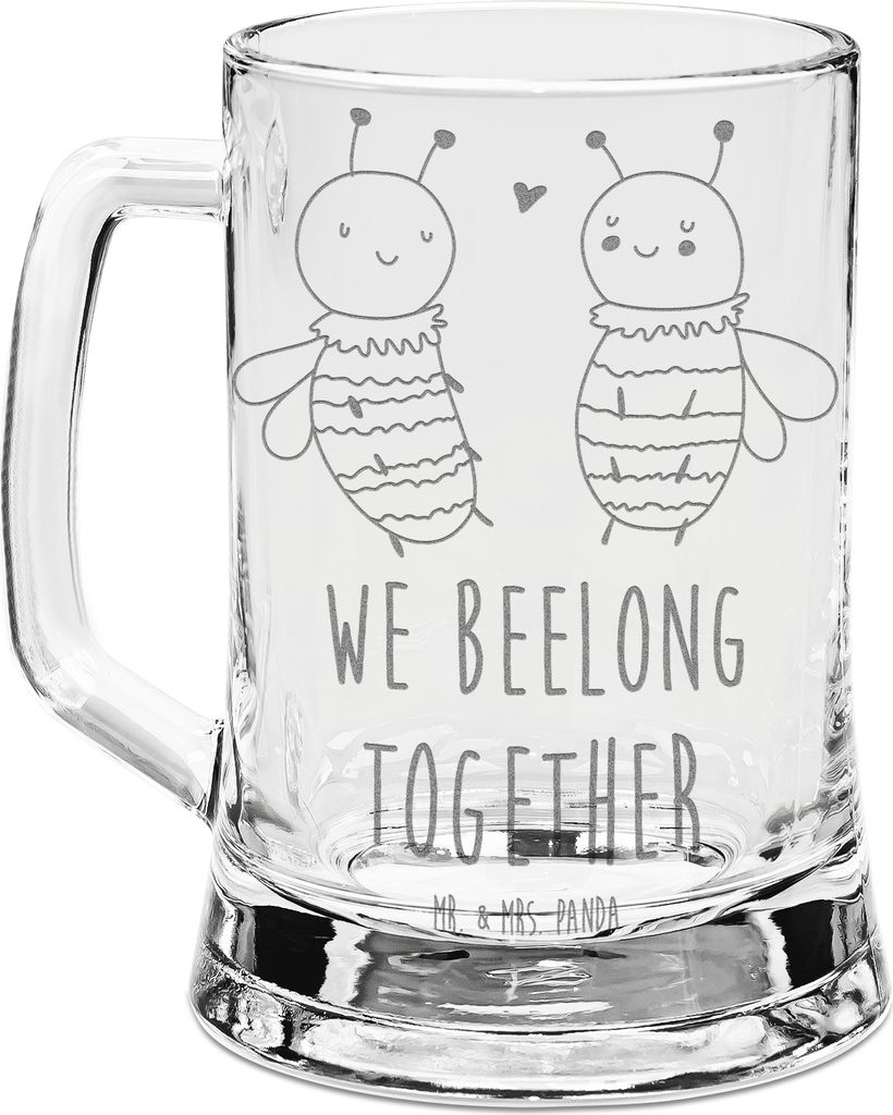 Mr. & Mrs. Panda Krug Biene Verliebt - Transparent - Geschenk, Wespe, Seidel, Glaskrug, Bierkrug graviert, Gravur, Humpen