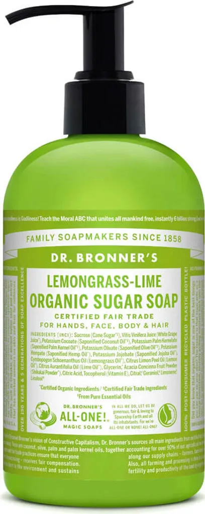 Savon de Castille au Sucre Lemongrass et Lima Dr. Bronner's 710ml