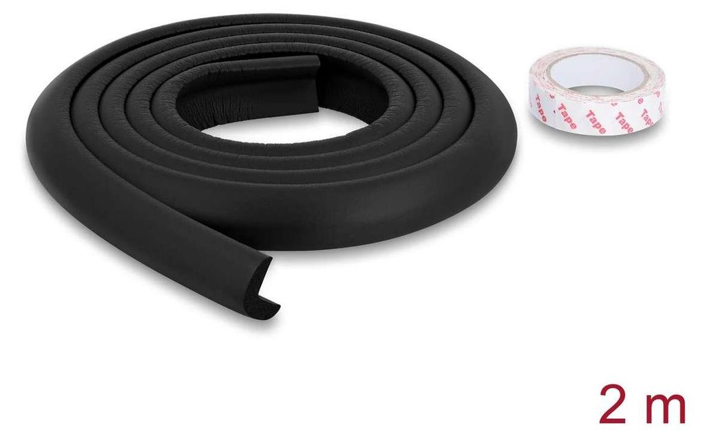 Schuimrubber randbescherming, 24x8mm, 2 meter, zwart, voor Productafbeelding 