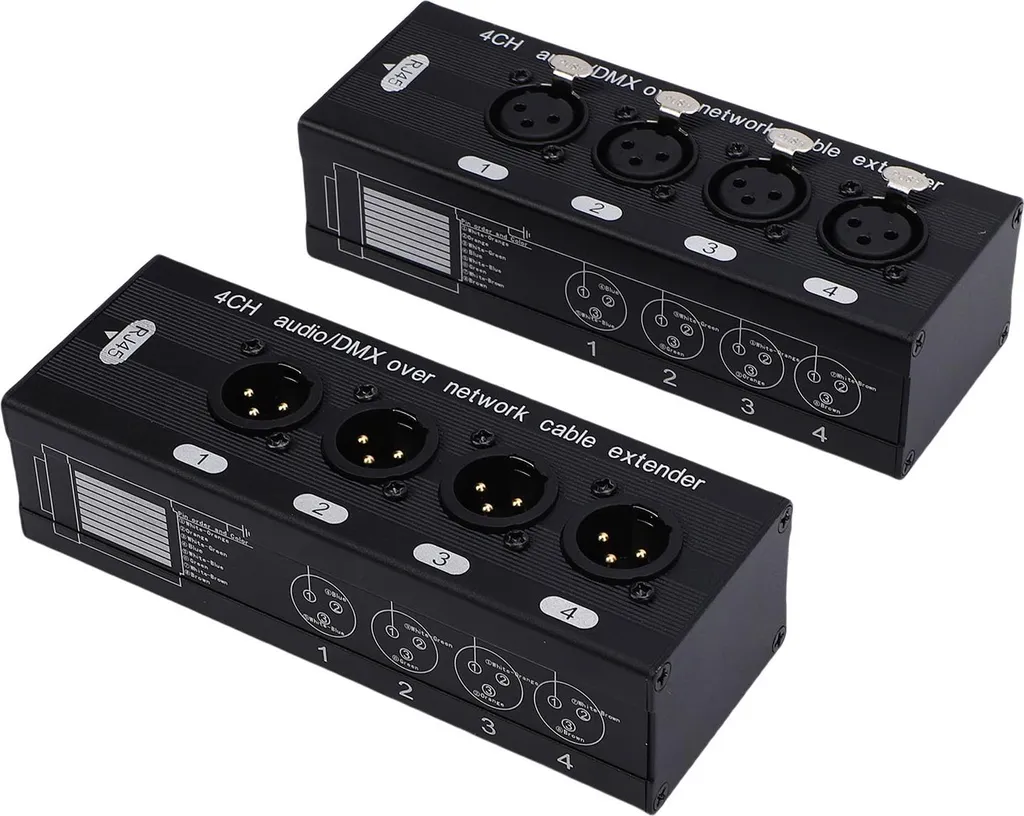 Boîtier Multiplexeur Audio XLR 4 Canaux via Câble Ethernet Cat5 Cat6