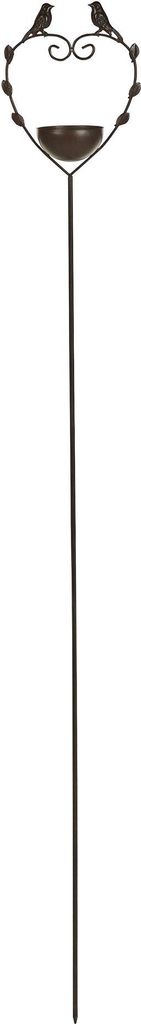 BELIANI Vogeltränke Braun Metall 150 cm Hoch Herzform auf Stab mit Erdspieß Modern Stehend Vogelbad Vogelbrunnen für den Garten Außenbereich Te...
