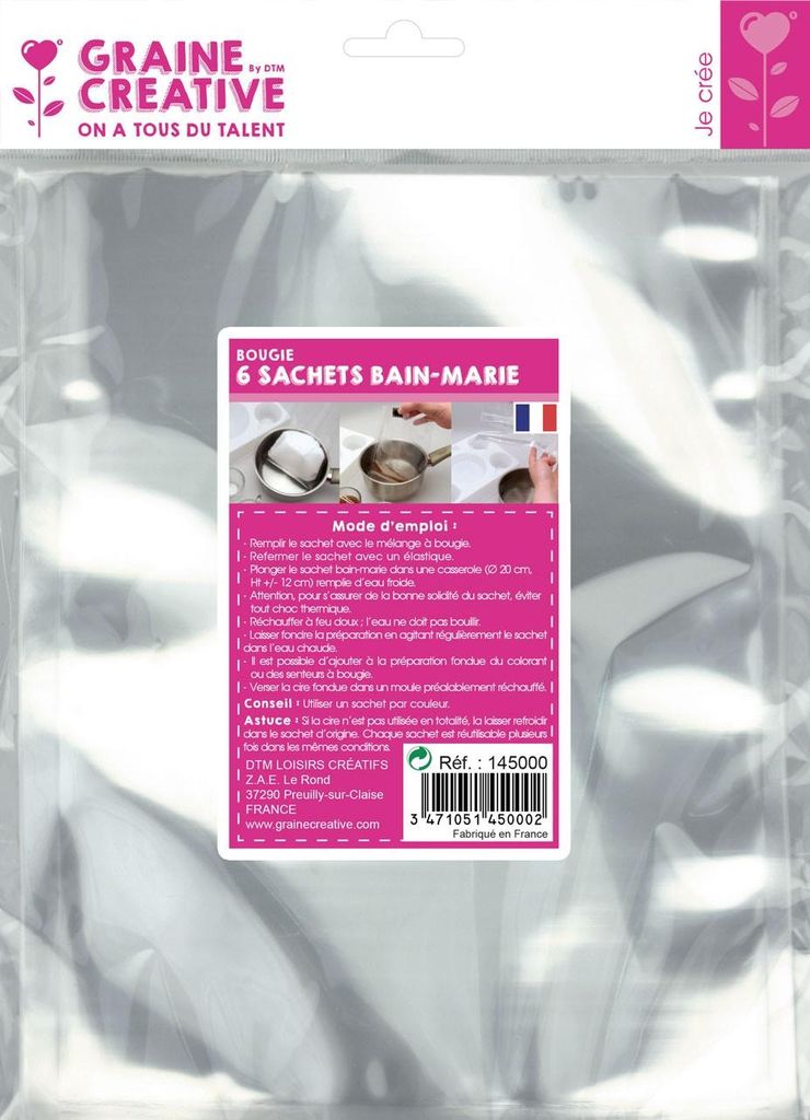 Graine Creative transparente Au Bain-Marie Beutel für Kerzenwachs 6 Stück