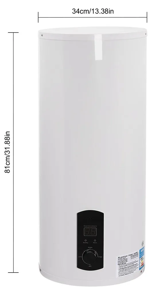 Chauffe-eau électrique 60L 2000W IPX4 Blanc - Modèle Vertical Compact