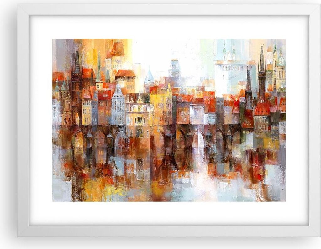 Gerahmtes Poster - Weißer Rahmen - Stadt Mietshaus - 40x30 cm - Wand Bild - Wanddeko - Wandbilder - Kunstposter - Wandposter - Bilderrahmen - Bild...