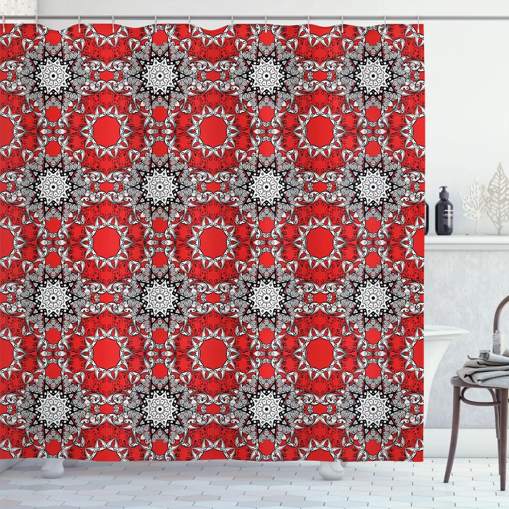 Tenda Doccia Professionale ABAKUHAUS 175x220cm Mandala Arancio