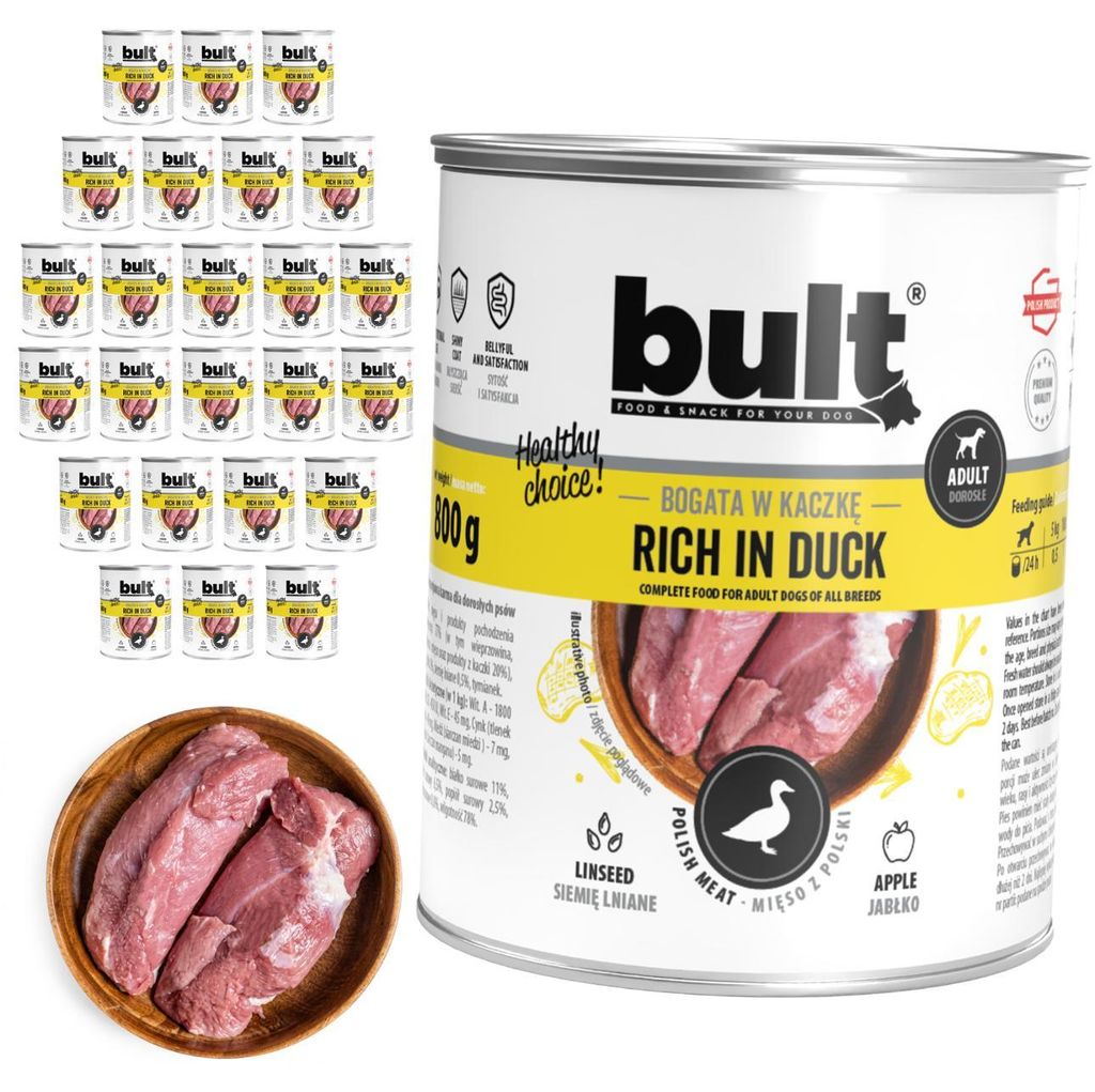 BULT | Hundefutter Ente - Nassfutter Set 24x800g Dose - Produktbild 