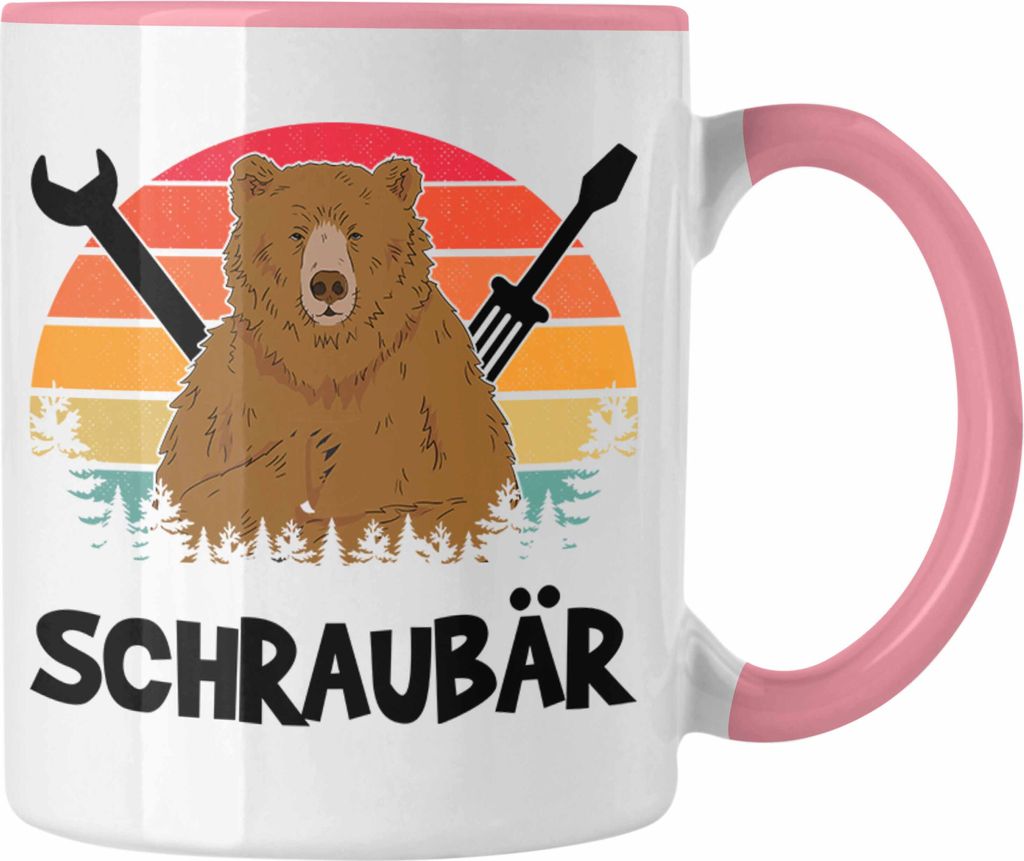 Trendation - Schraubär Tasse Geschenk Schrauber KFZ Mechaniker Mechatroniker Geschenkidee Schrauben Handwerker Papa Onkel Chef (Rosa)