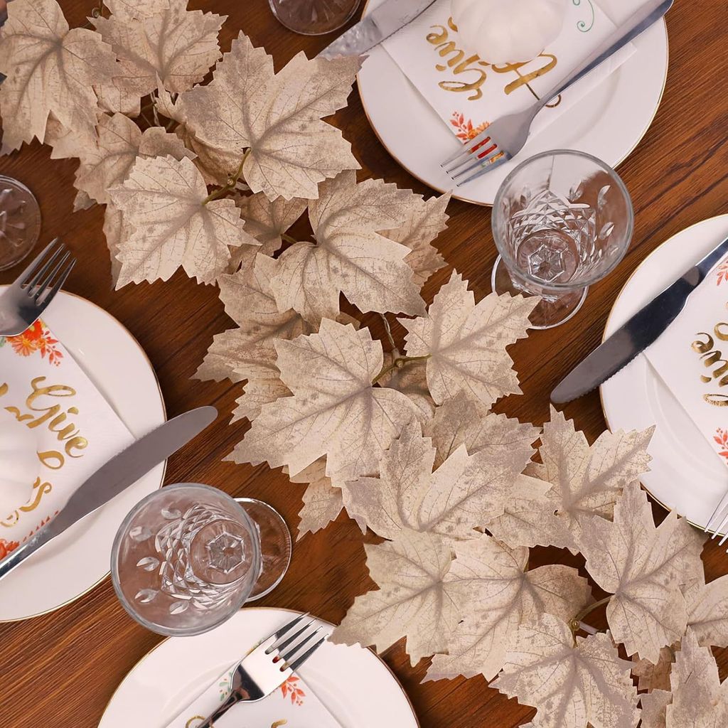 2er-Pack Herbstdekoration, Herbstgirlande, Thanksgiving-Dekoration für den Innenbereich, Girlande mit Ahornblättern, insgesamt 16 Fuß, Herbst, H...
