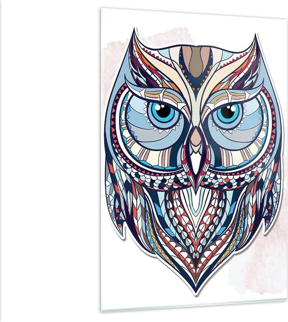 Bilder auf glas - Einteilig - Owl aztekische Tierwelt Grafik - 80x120cm - Glasbilder - Wandbilder - Bilder - Wanddekoration aus Glas - Glas Bilder ...