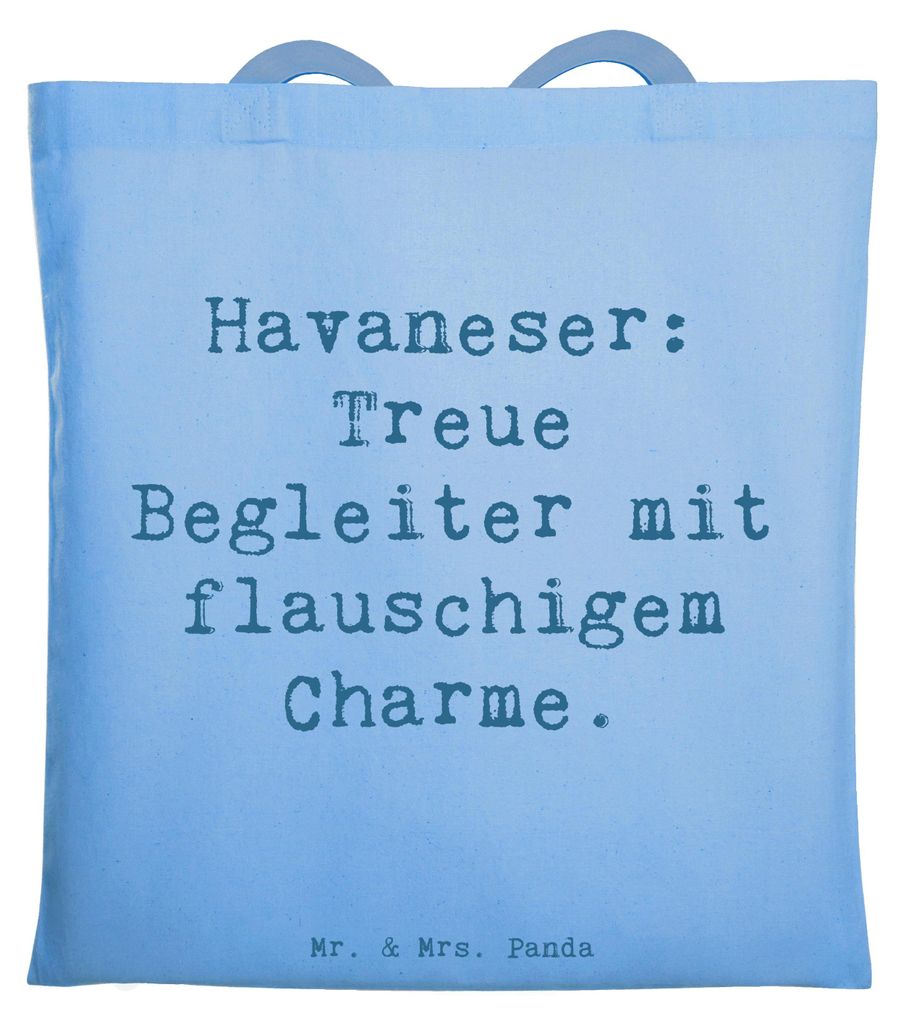 Mr. & Mrs. Panda Schultasche Spruch Havaneser Charme - Sky Blue - Geschenk, Jutebeutel, Familie, Tote Bag, Hunderasse, Hunderassen Eigenschaften, B...