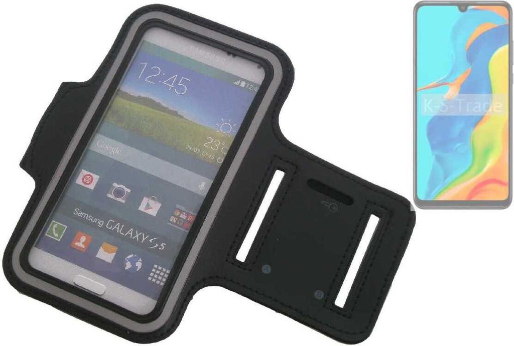 Kompatibel mit Huawei P30 lite New Edition Neopren Jogging Armband Sportarmband Oberarmband schwarz kompatibel mit Huawei P30 lite New Edition mit