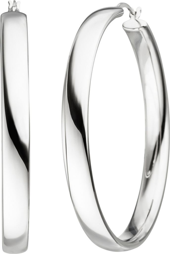 Ohrringe Creolen 50,4mm Ohrschmuck 925 Silber schlicht glänzend rhodiniert Damen