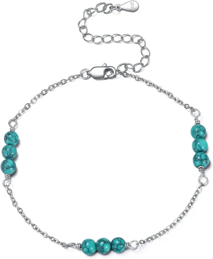 Bracelet Turquoise Naturelle et Argent S925 hypoallergénique VONALA