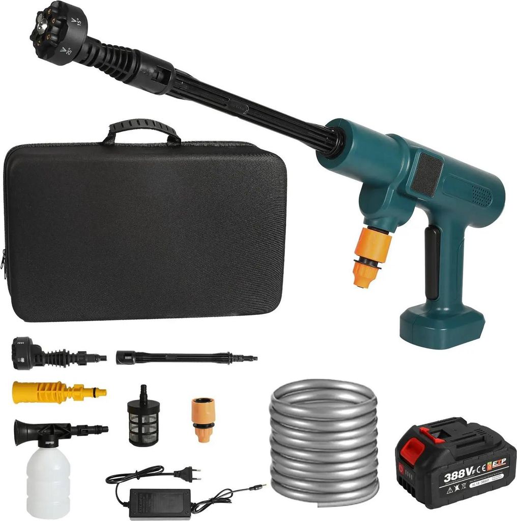 Hochdruckreiniger - Akku-Waschpistole - Bürstenloser Motor - 200 bar - 3500 W - 6-in-1 Düse - Inkl. 1 Akku - Auto & Garten