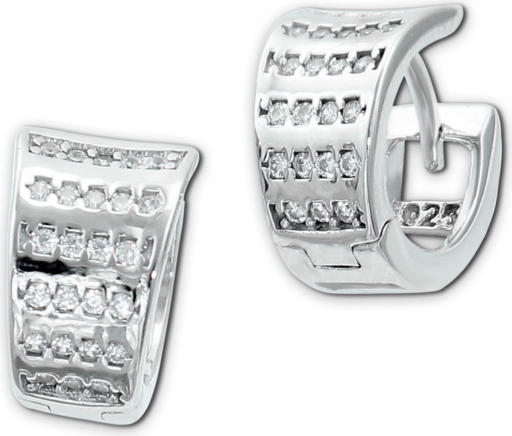 SilberDream weiß Ohrringe Lines Zirkonia Damen 925er Silber Creolen SDO4398W