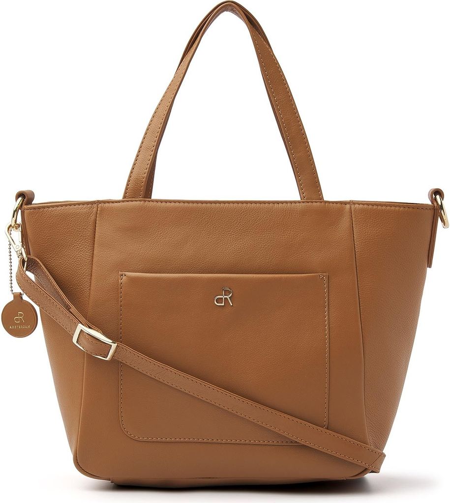 dR Amsterdam Umhängetasche | Leder Schultertasche | Damenhandtaschen | Damen Crossbody Tasche | Faggio - 903710 Camel