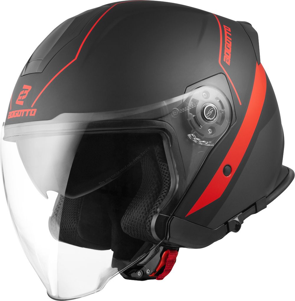 Bogotto V586 Detri Jethelm, schwarz matt/rot, XL