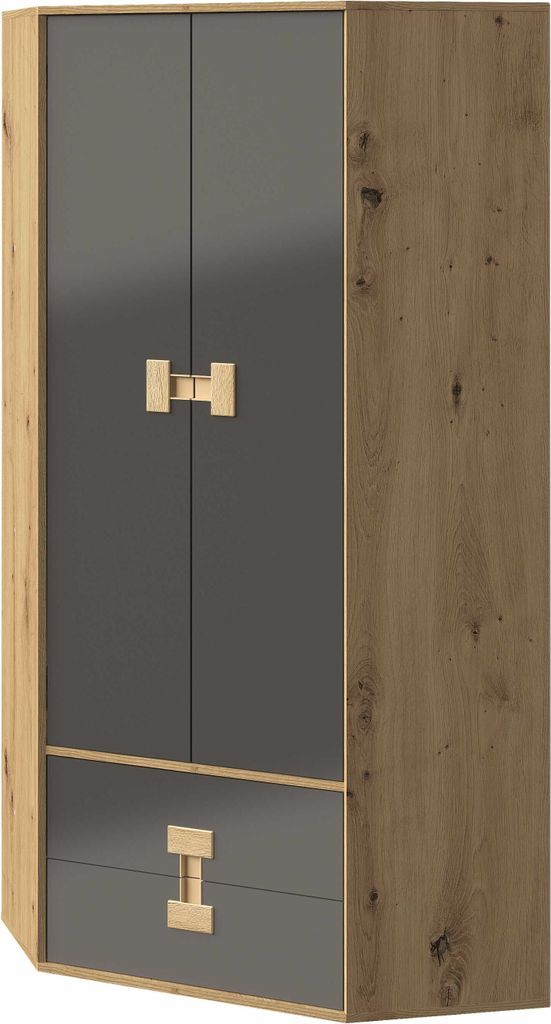 Kaiser Möbel Eckgarderobe Kinderschränke Jugendzimmer Kinderzimmer 191/88/88 cm INDEX Grau/Eiche