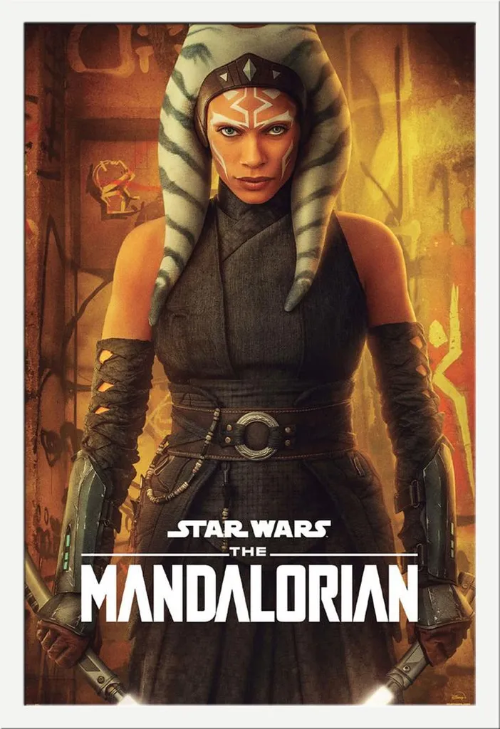 Quadro Star Wars Ahsoka Tano Cornice Moderna Bianca MDF 61x91.5cm