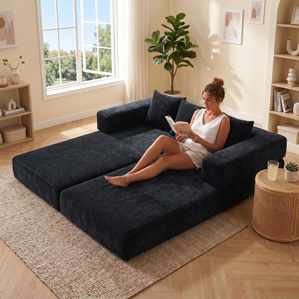 LVHOM Modulares Schlafsofa aus Chenille, Klappbares Produktbild 