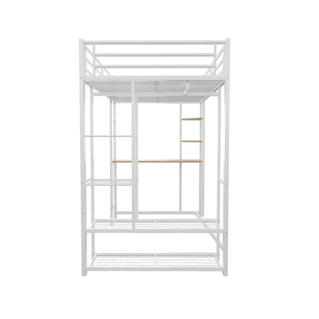 Lit Superposé avec Rangement et Bureau pour Chambre d'Ado Blanc - 6
