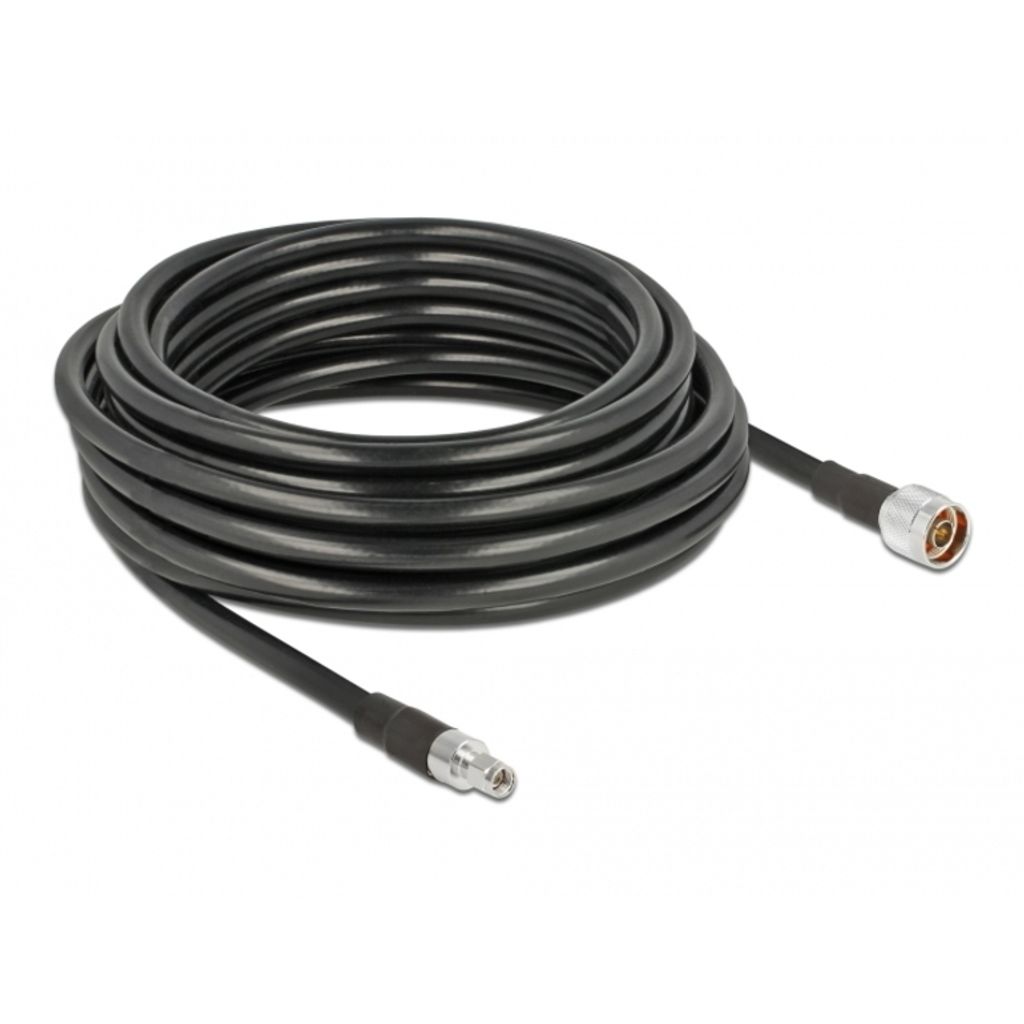 DeLOCK Antennenkabel N Stecker > RP-SMA Stecker CFD400 LLC400 10 m low loss, Anschlusskabel, Schwarz, RP-SMA, 10 m, 1 Stück(e)