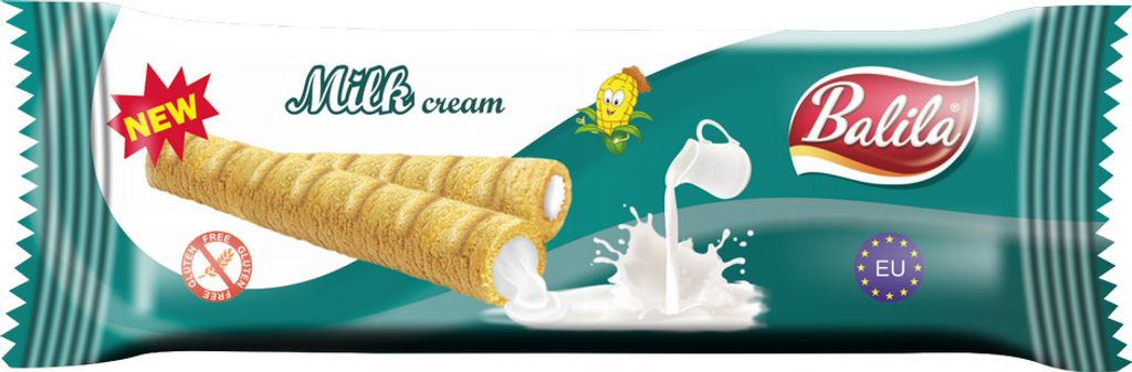 GLUTENFREIE MAISROHRCHECKS MIT MILCHCREME 18 g – BALILA Produktbild 