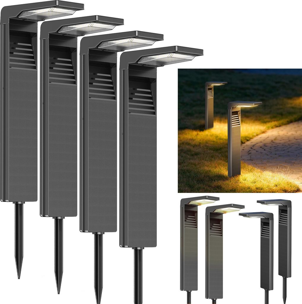 4 Stück LED Solarlampen für Außen Solarleuchten mit 2 Modi Produktbild 1