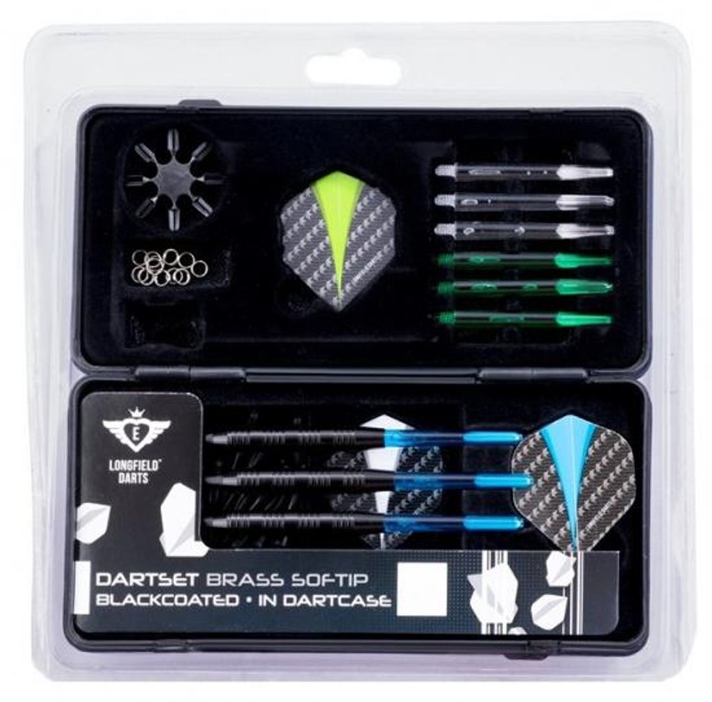 Soft-Tip-Dart-Set – schwarz beschichtet, im Dartetui Produktbild 