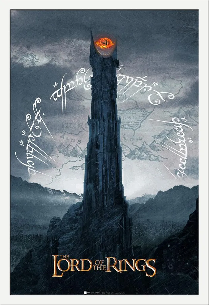Poster Il Signore degli Anelli Torre di Sauron + Cornice Shinsuke MDF