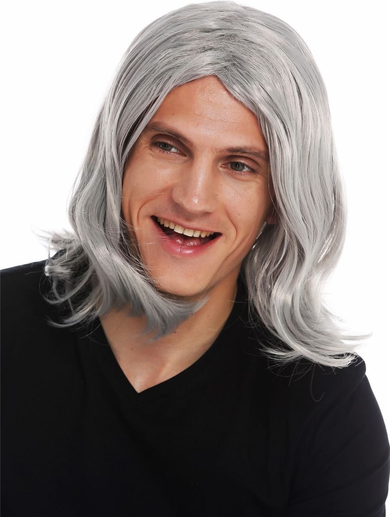 WIG ME UP Perücke Herren lang grau Mittelscheitel gewellt Produktbild 